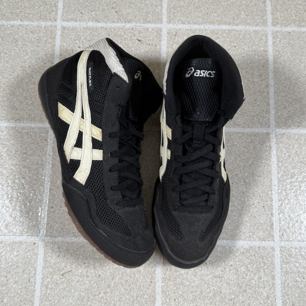 Vtg ASICS 2007 Matflex OG Black Cream Wrestling Shoes JY701 Men's Size 8.5 Rare